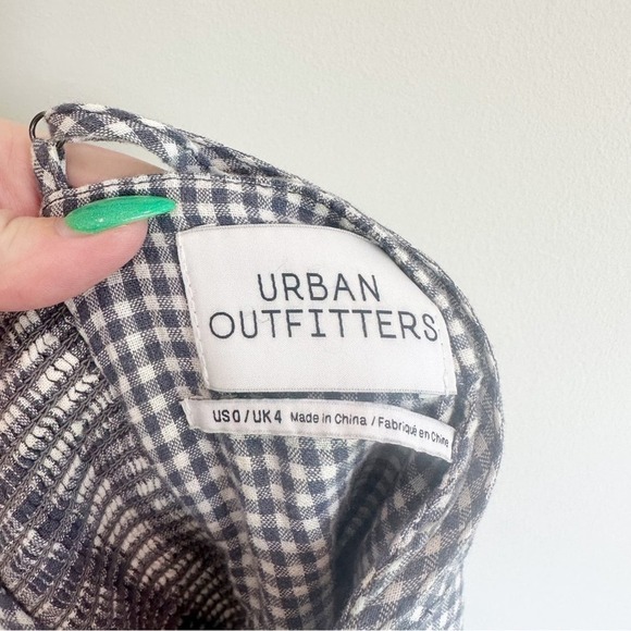 Urban Outfitters Blue + White Gingham Strapless Wide Leg Jumpsuit Size 0 - Picture 4 of 6